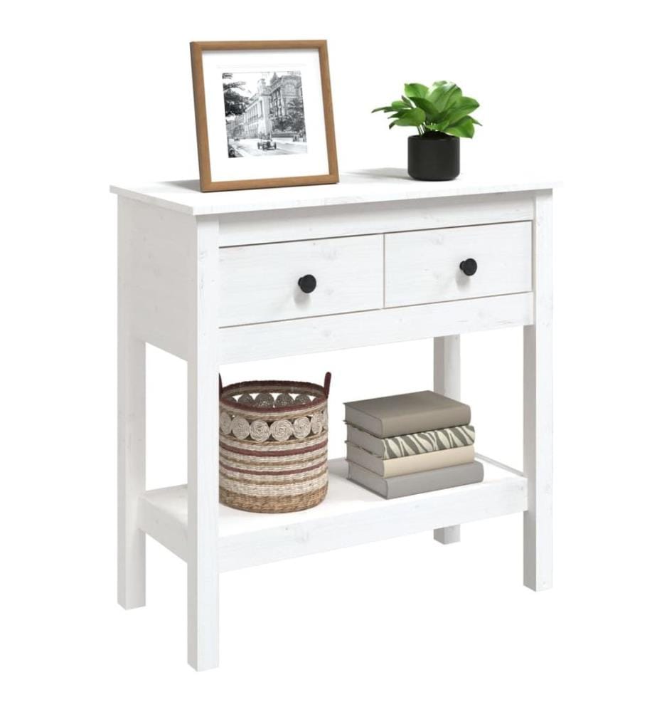 Table console Blanc 75x35x75 cm Bois massif de pin