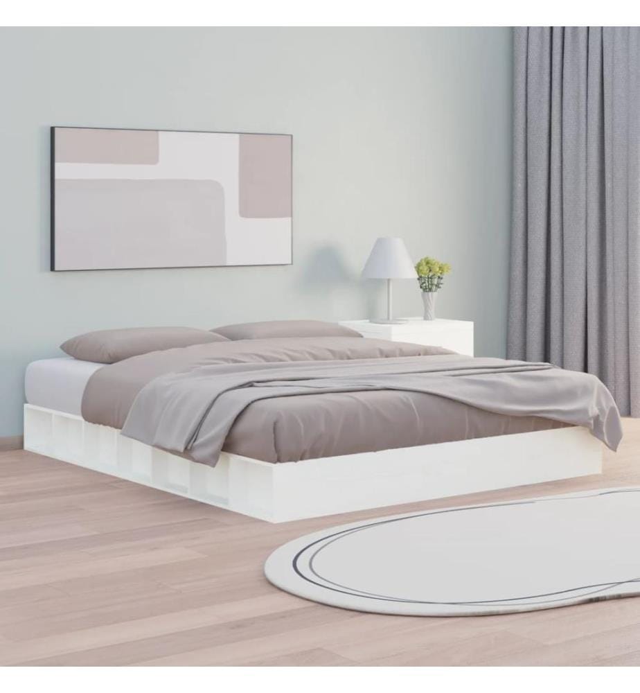 Cadre de lit sans matelas blanc 120x200 cm bois massif