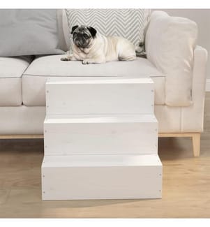 Haustiertreppe Weiss 40x37,5x35 cm Massivholz Kiefer