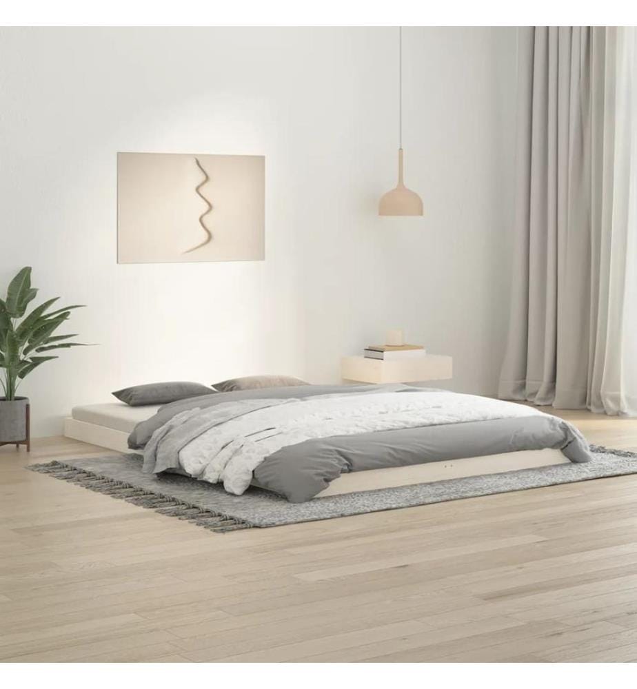 Cadre de lit sans matelas blanc 140x200 cm bois de pin massif