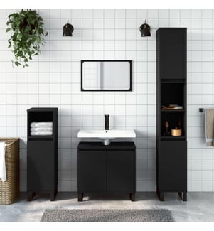 Badschrank Schwarz 30x30x190 cm Holzwerkstoff