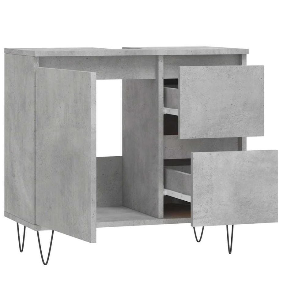 Badschrank Betongrau 65x33x60 cm Holzwerkstoff