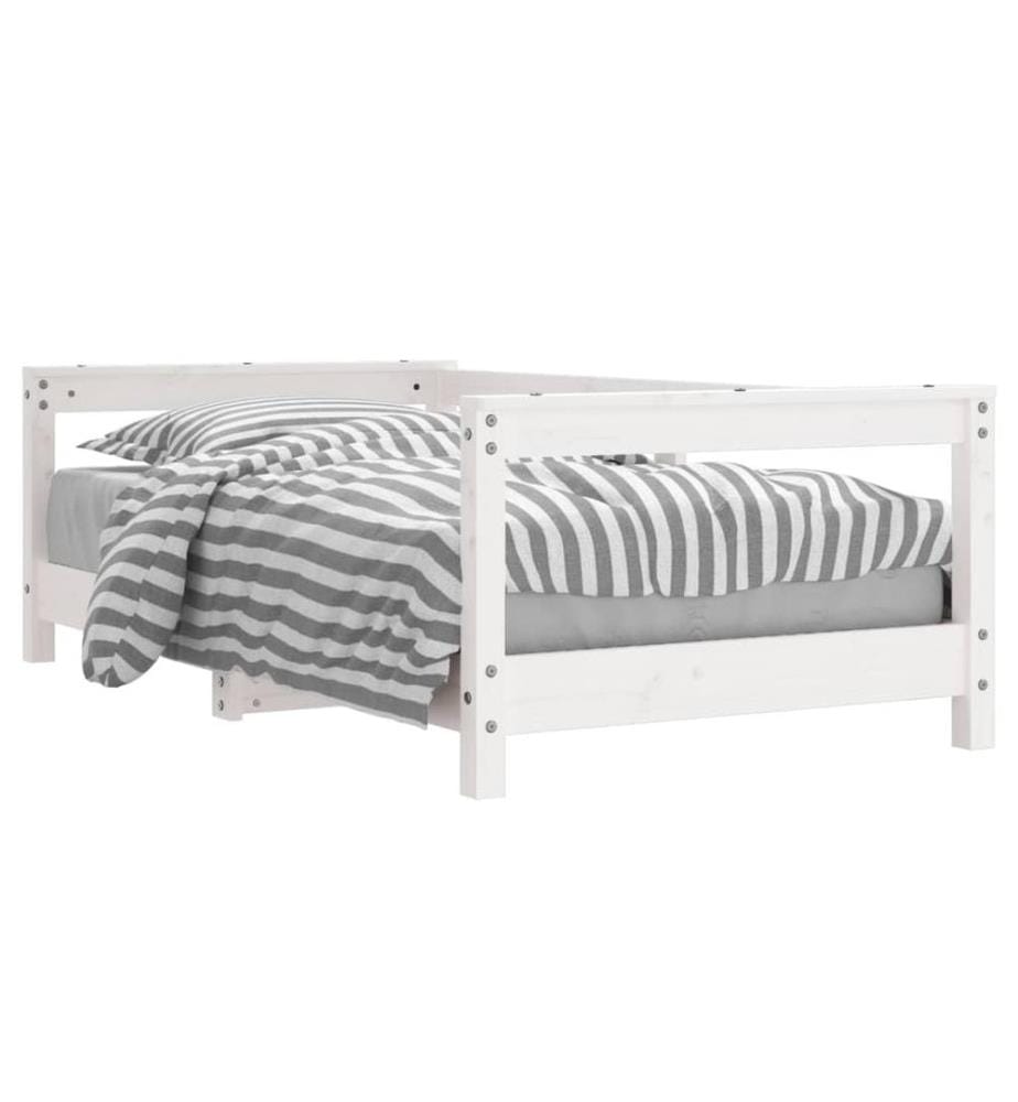 Kinderbett Weiss 70x140 cm Massivholz Kiefer
