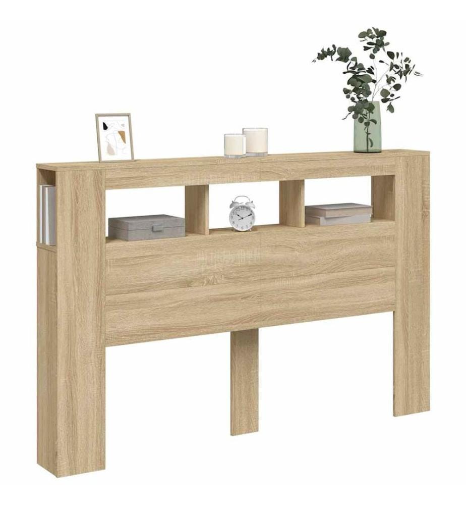 LED-Kopfteil Sonoma Eiche 160x18,5x103,5 cm Holzwerkstoff
