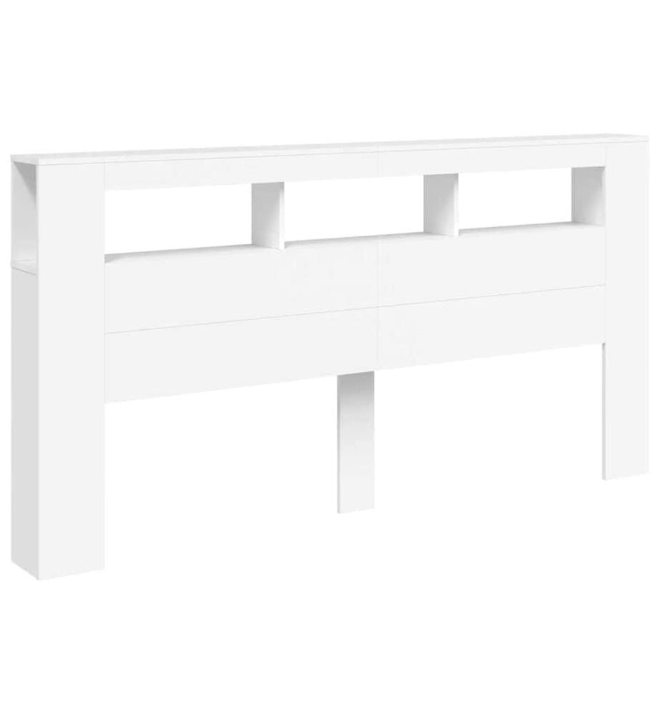 Tête de lit à LED blanc 200x18,5x103,5 cm bois d'ingénierie