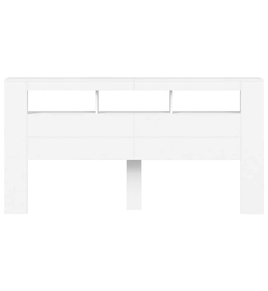 Tête de lit à LED blanc 200x18,5x103,5 cm bois d'ingénierie