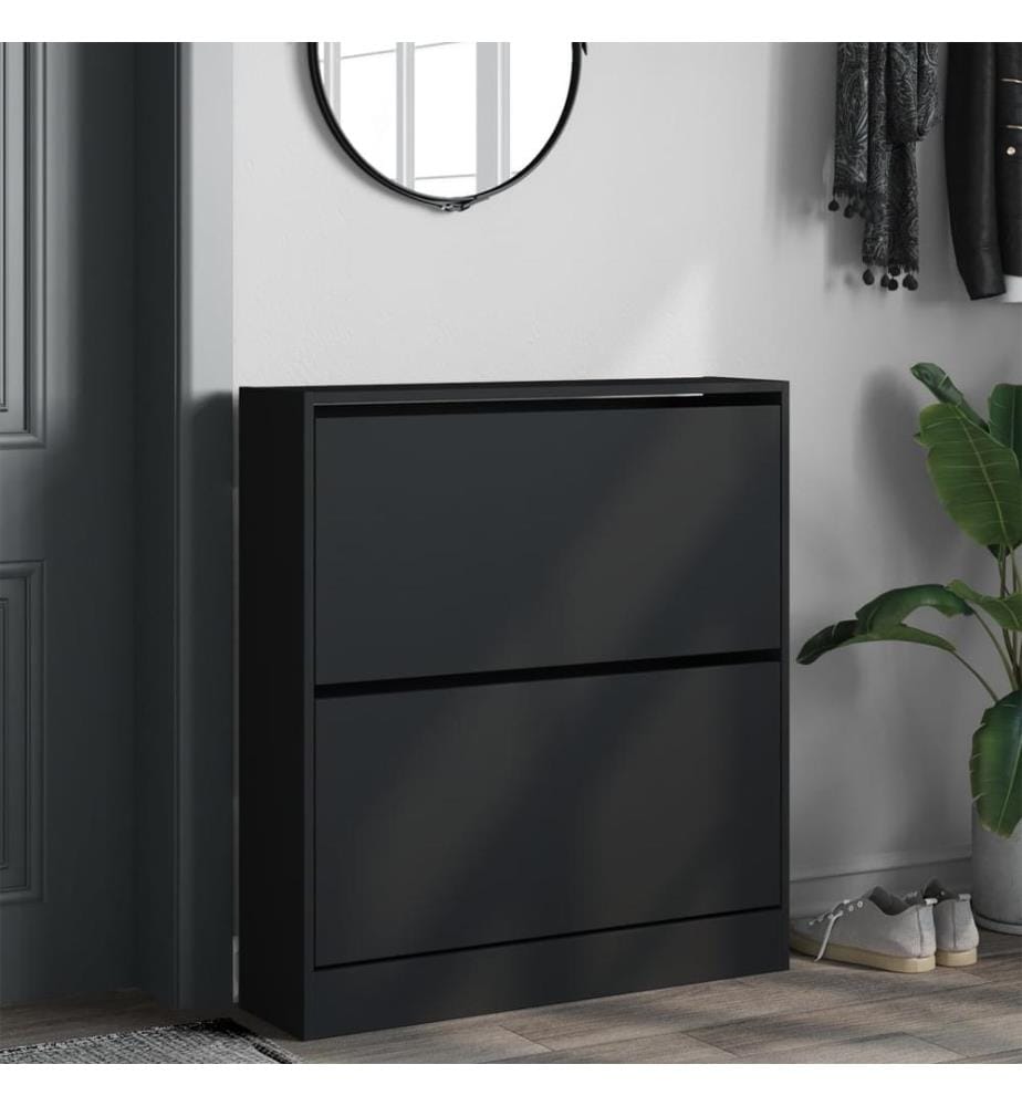 Schuhschrank Schwarz 80x21x87,5 cm Holzwerkstoff