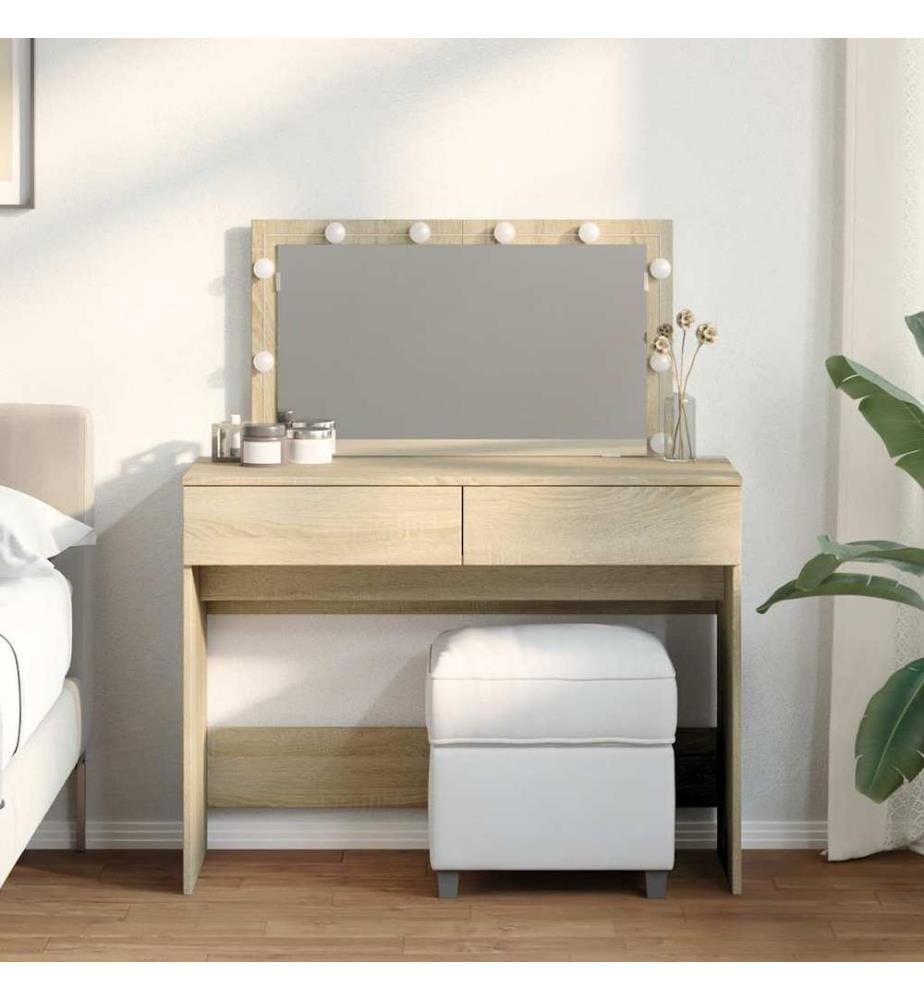 Coiffeuse avec LED chêne sonoma 100x40x120 cm