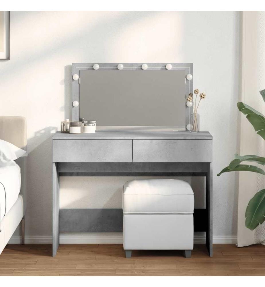 Coiffeuse avec LED gris béton 100x40x120 cm