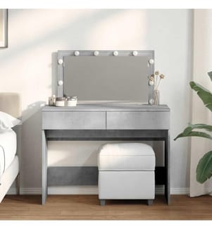 Schminktisch mit LED-Beleuchtung Betongrau 100x40x120 cm