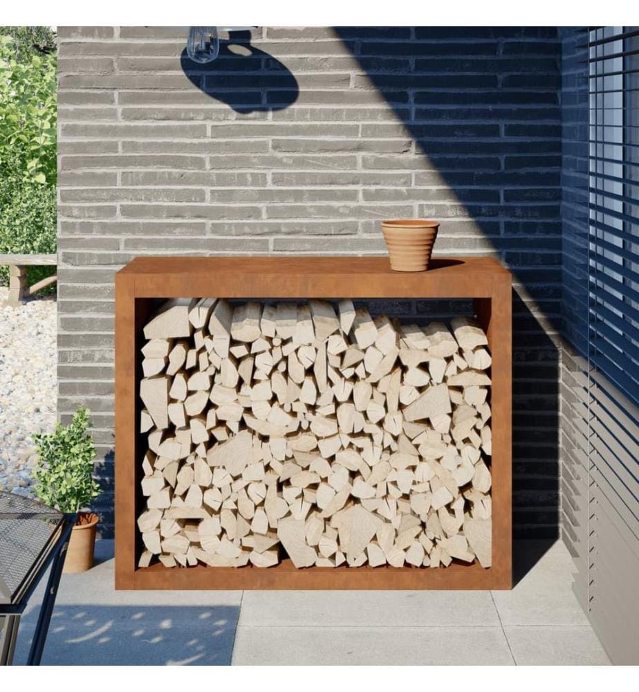 Étagère à bois 100x40x80 cm acier résistant aux intempéries
