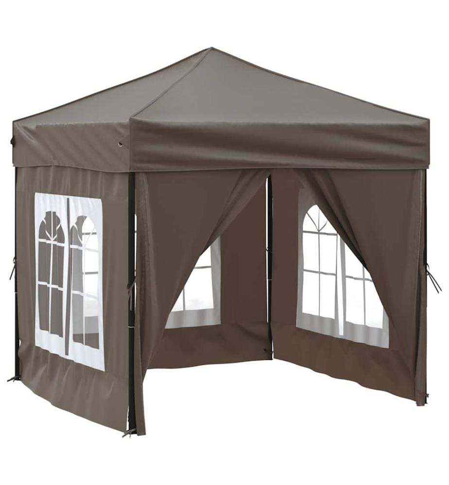 Tente de réception pliable avec parois Taupe 2x2 m