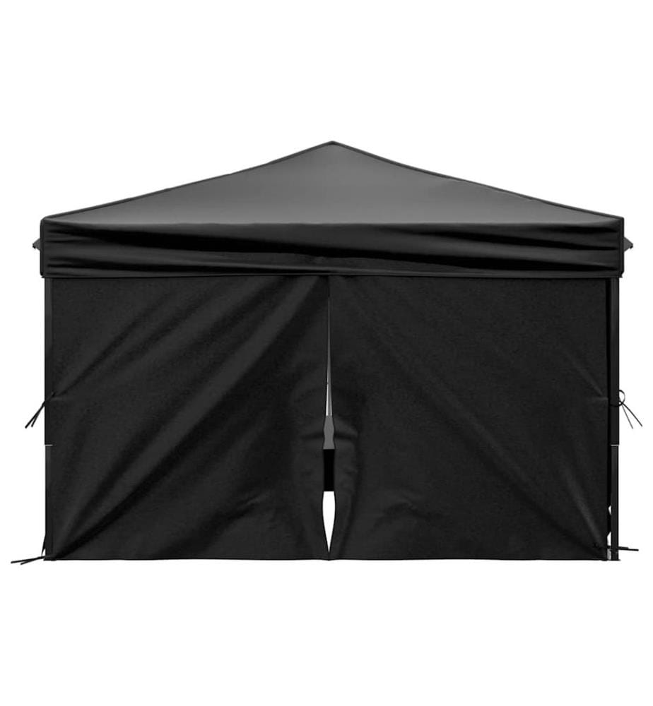 Tente de réception pliable avec parois Noir 3x3 m