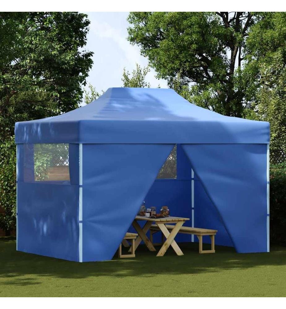 Faltzelt Pop-Up mit 4 Seitenteilen 3x4,5 m Blau