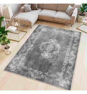 Teppich, Grau, 70% Baumwolle - 30% Chenille, 60 x 100 cm