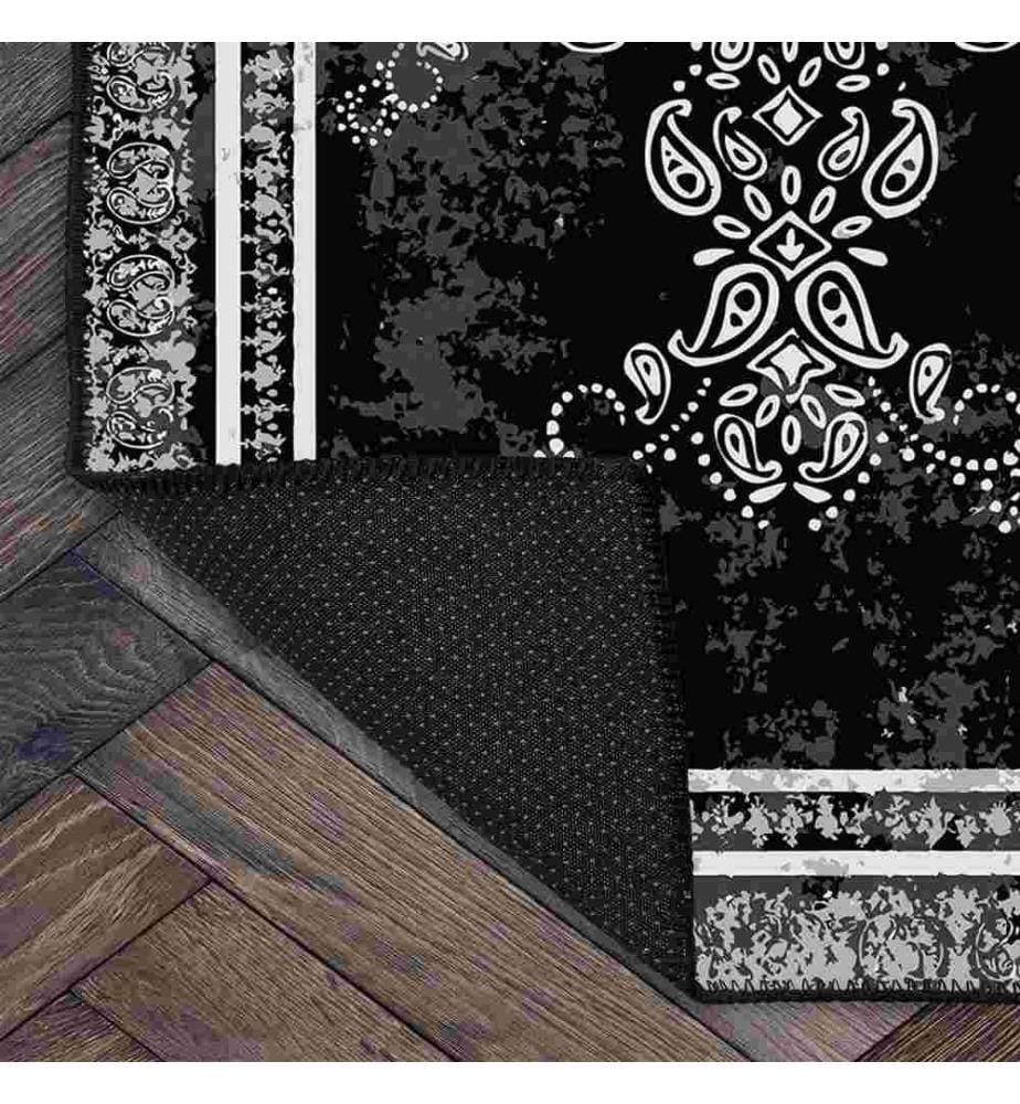 Tappeto, nero, 70% cotone - 30% ciniglia, 100 x 200 cm