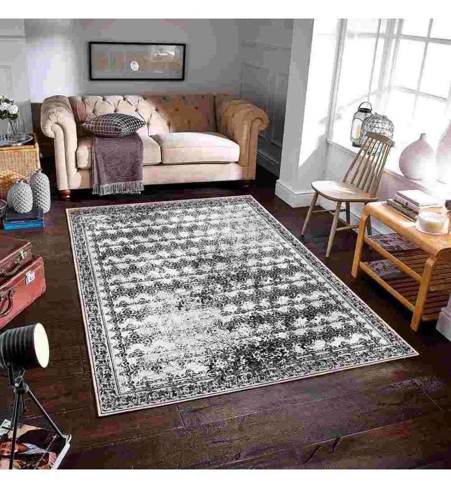 Tappeto, nero, 70% cotone - 30% ciniglia, 60 x 100 cm