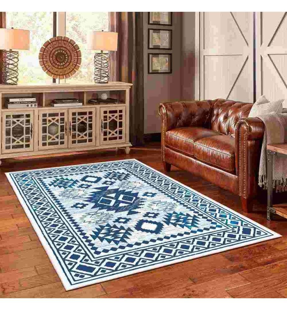 Tappeto, Blu, 70% cotone - 30% ciniglia, 160 x 230 cm