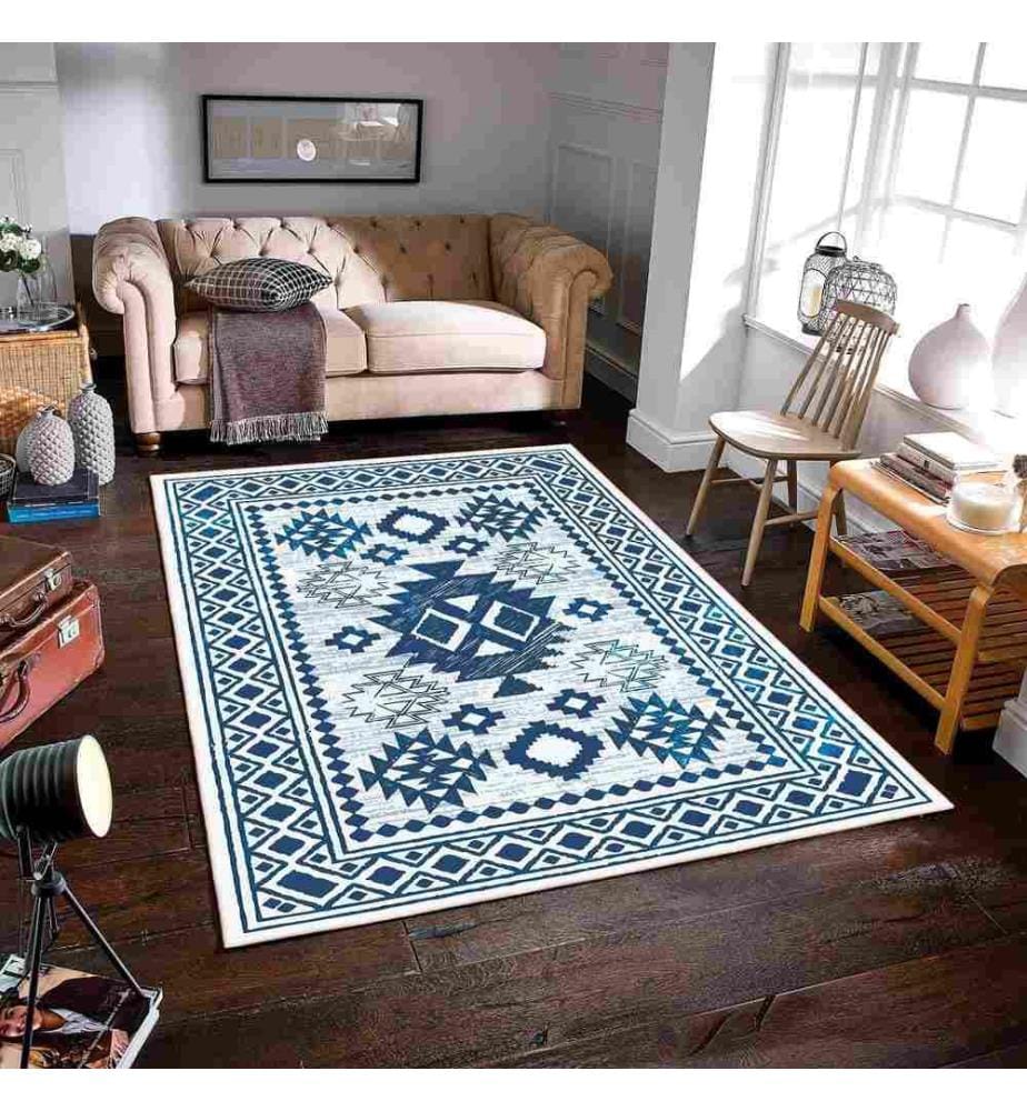 Tappeto, Blu, 70% cotone - 30% ciniglia, 160 x 230 cm