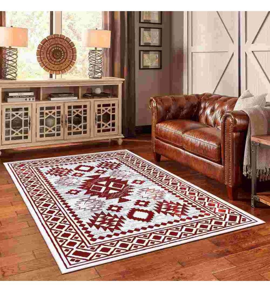Tappeto, rosso, 70% cotone - 30% ciniglia, 80 x 300 cm