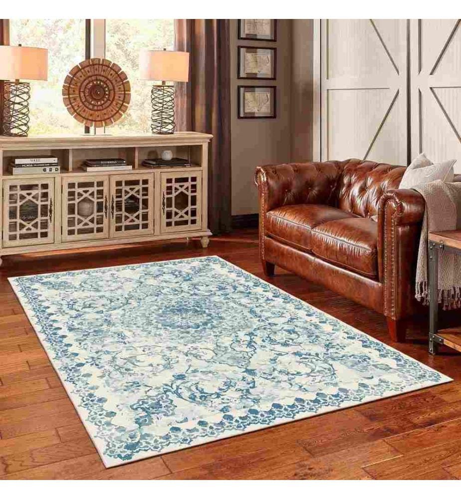 Tappeto, Blu, 70% cotone - 30% ciniglia, 200 x 300 cm