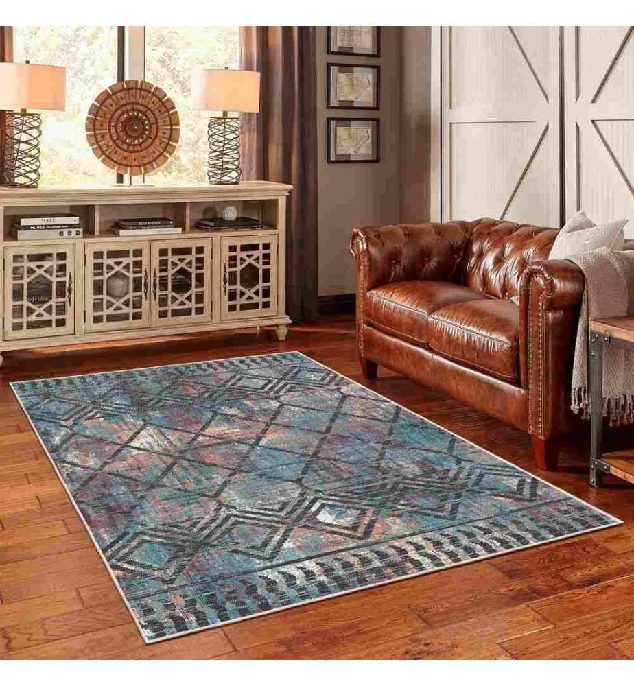 Tappeto, Blu, 70% cotone - 30% ciniglia, 160 x 230 cm