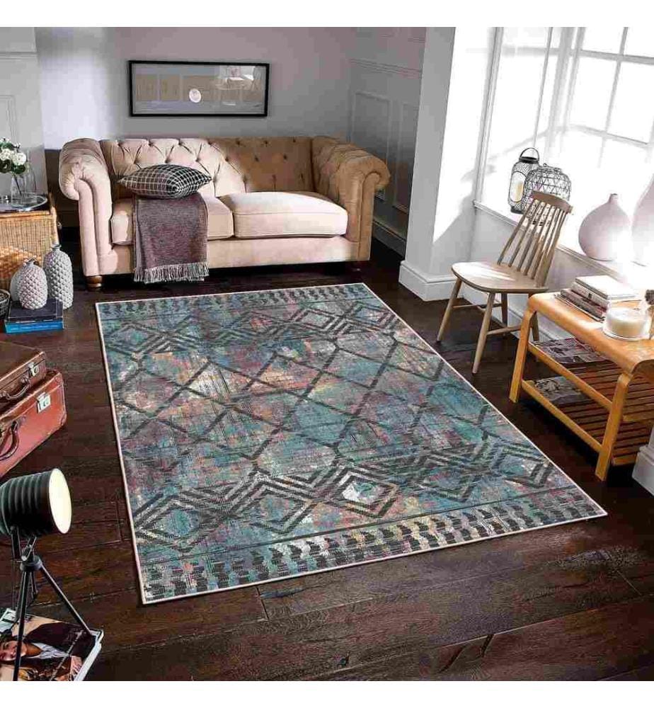 Tappeto, Blu, 70% cotone - 30% ciniglia, 160 x 250 cm