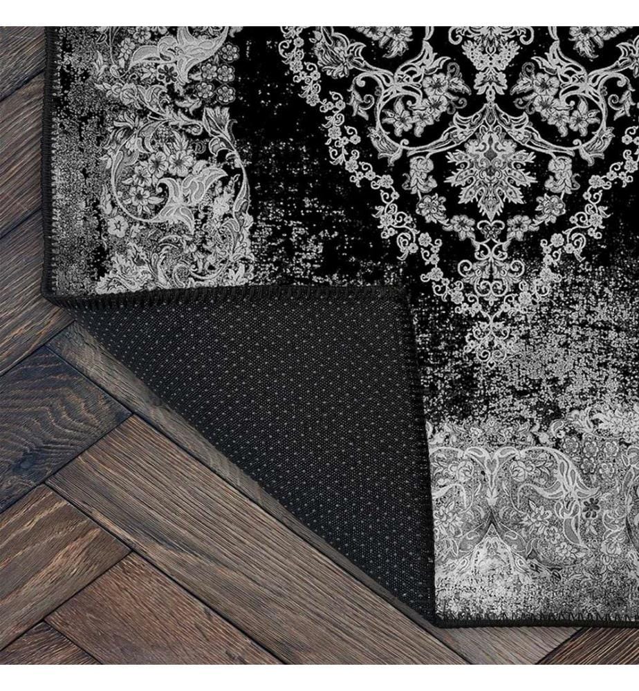 Tappeto, nero, 70% cotone - 30% ciniglia, 120 x 180 cm