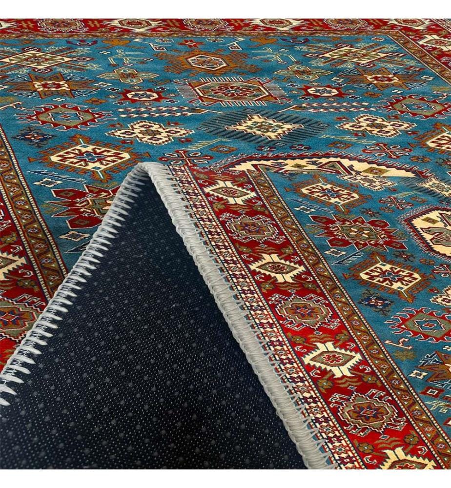 Tappeto, Blu, 70% cotone - 30% ciniglia, 80 x 200 cm