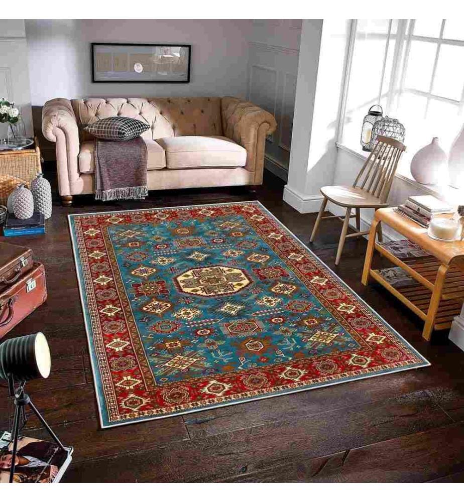 Tappeto, Blu, 70% cotone - 30% ciniglia, 100 x 200 cm
