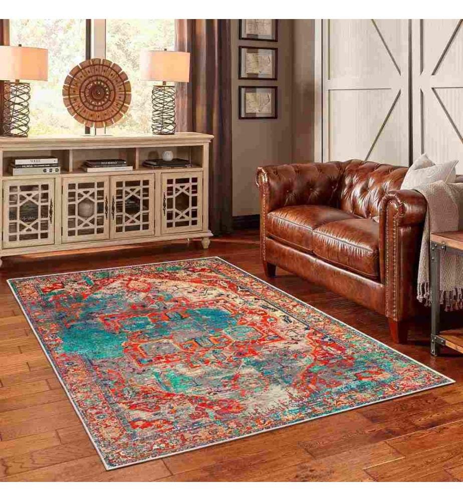 Tappeto, rosso, 70% cotone - 30% ciniglia, 80 x 300 cm