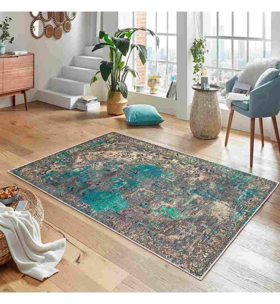 Tappeto, Blu, 70% Cotone - 30% Ciniglia, 80 x 150 cm