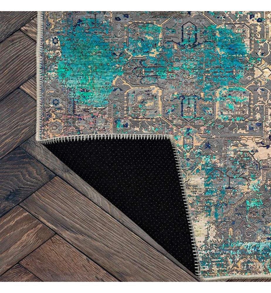 Tappeto, Blu, 70% cotone - 30% ciniglia, 80 x 200 cm