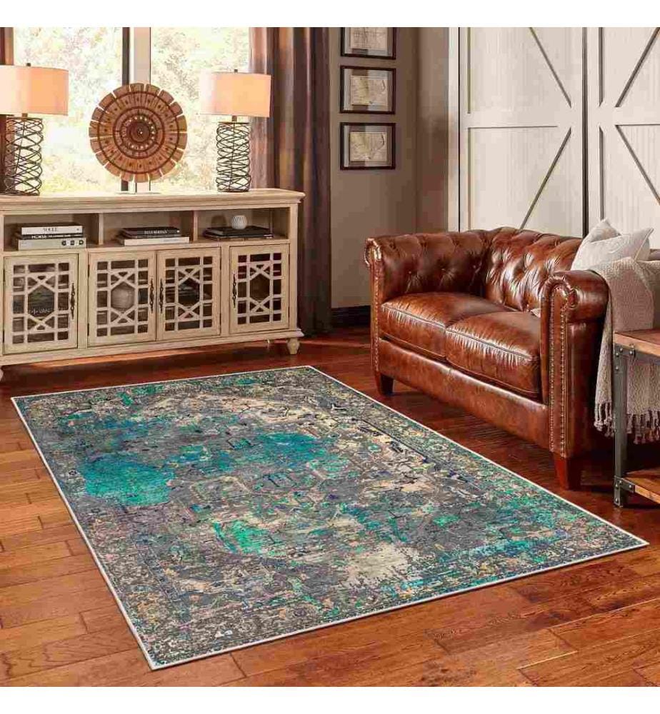 Tappeto, Blu, 70% cotone - 30% ciniglia, 100 x 300 cm