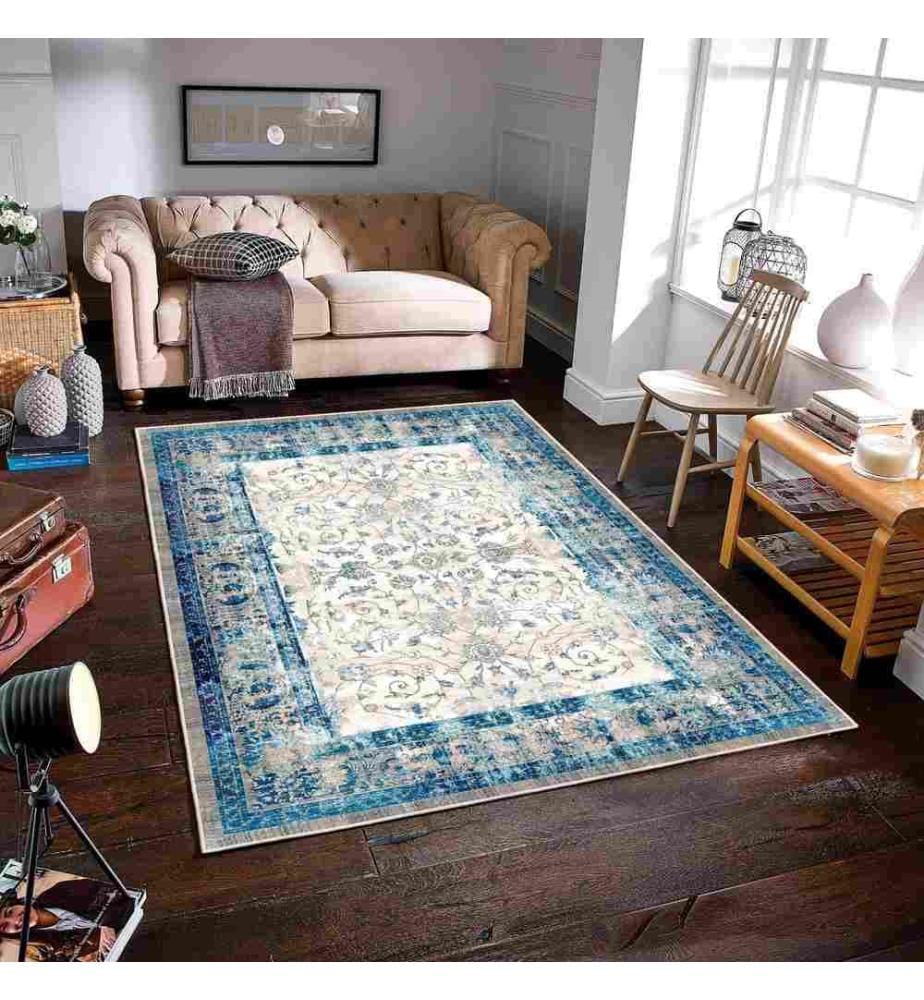 Tappeto, Blu, 70% cotone - 30% ciniglia, 60 x 100 cm