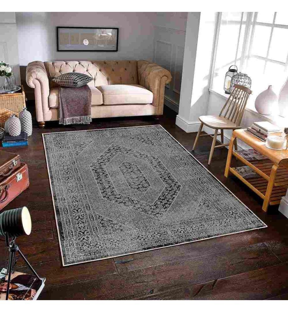 Tappeto, nero, 70% cotone - 30% ciniglia, 200 x 300 cm