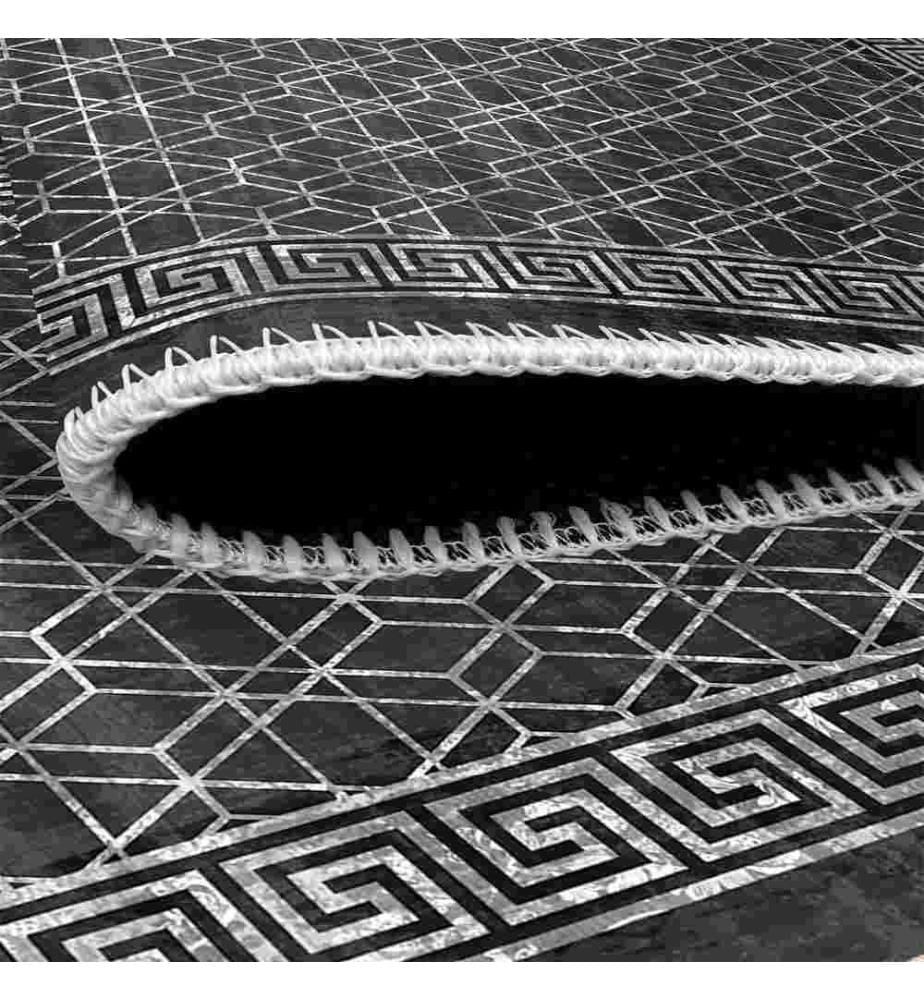 Tappeto, nero, 70% cotone - 30% ciniglia, 80 x 120 cm