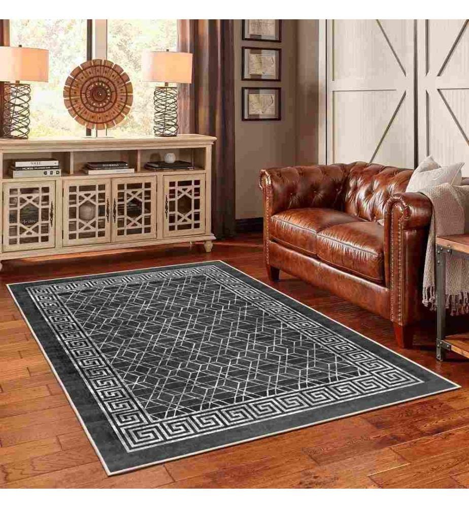 Tappeto, nero, 70% cotone - 30% ciniglia, 80 x 300 cm