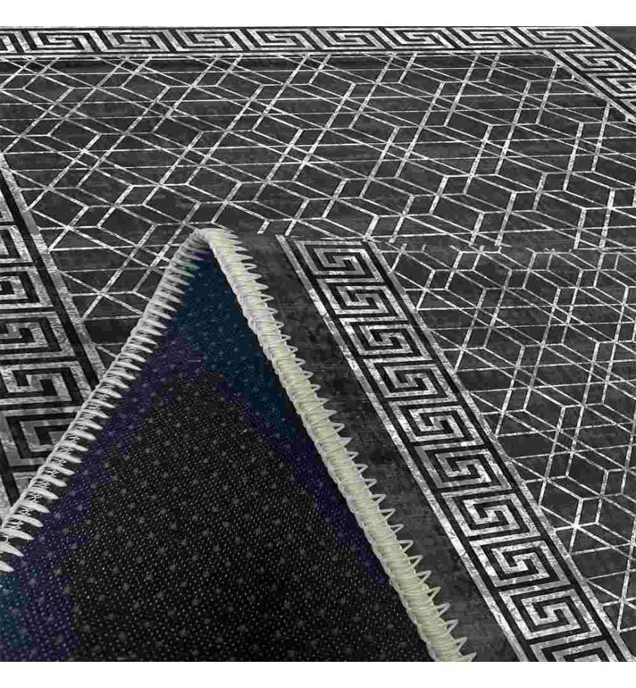 Tappeto, nero, 70% cotone - 30% ciniglia, 80 x 300 cm