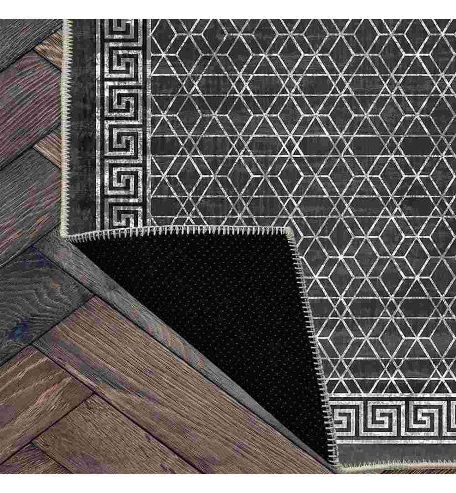 Tappeto, nero, 70% cotone - 30% ciniglia, 80 x 300 cm