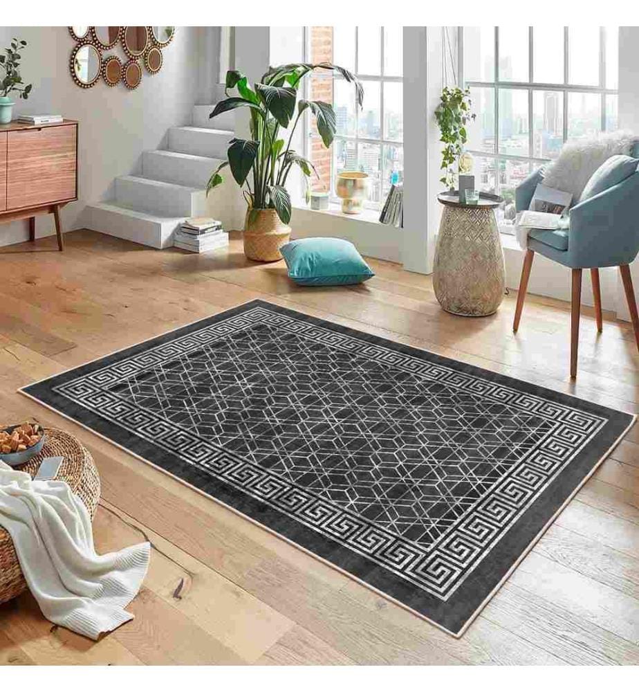 Tappeto, nero, 70% cotone - 30% ciniglia, 180 x 280 cm