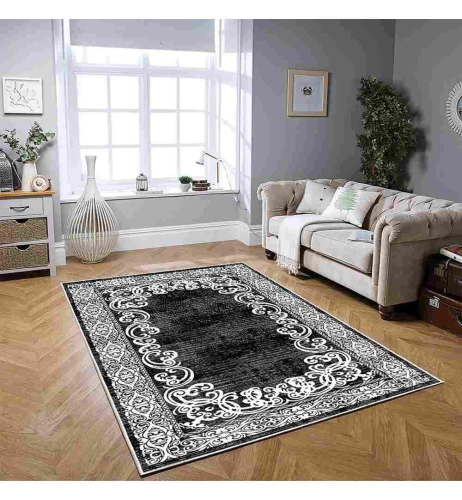 Tappeto, Nero, 70% cotone - 30% ciniglia, 80 x 200 cm