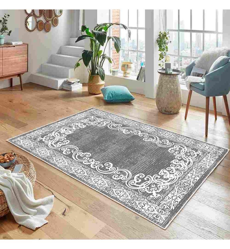 Tappeto, Grigio, 70% Cotone - 30% Ciniglia, 100 x 200 cm