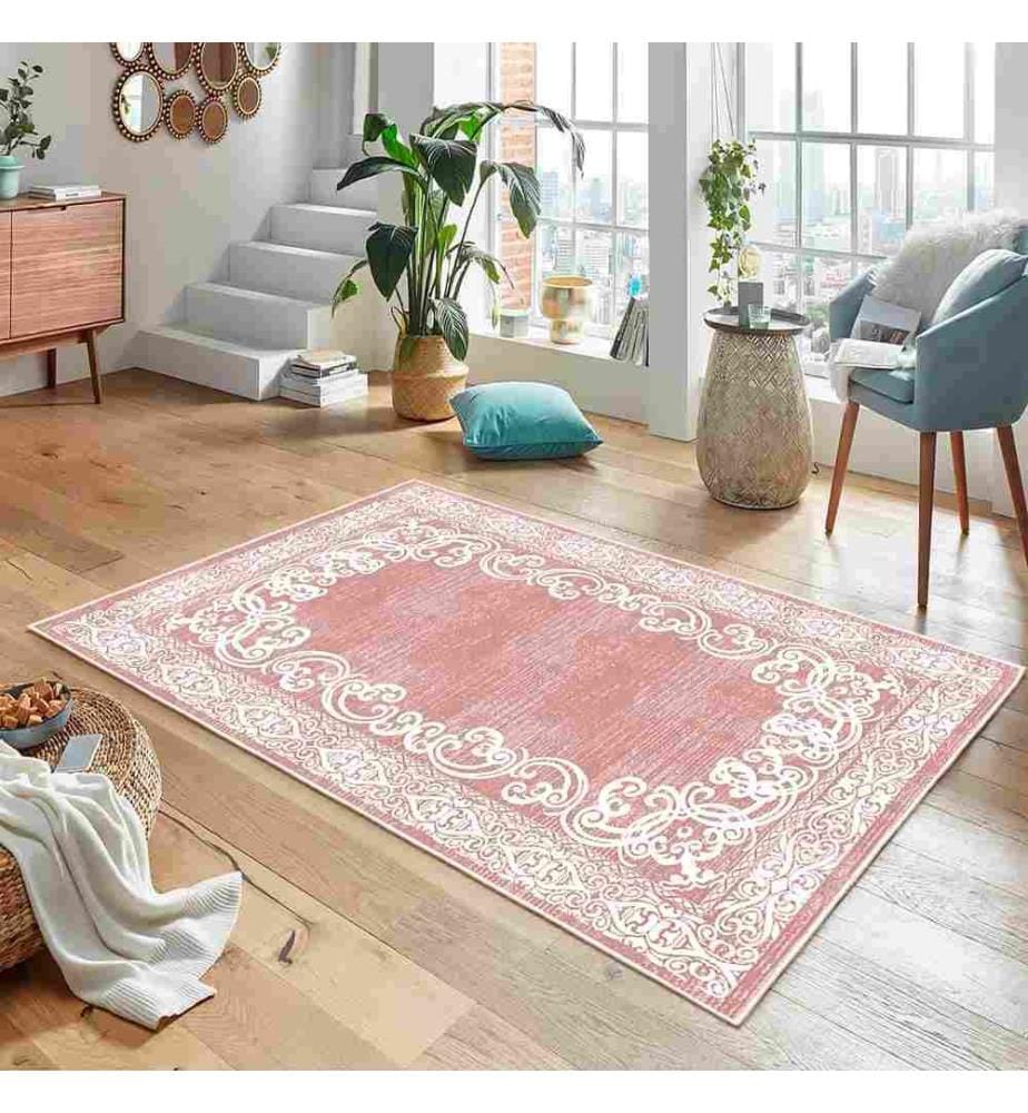 Teppich, Rosa, 70% Baumwolle - 30% Chenille, 200 x 300 cm