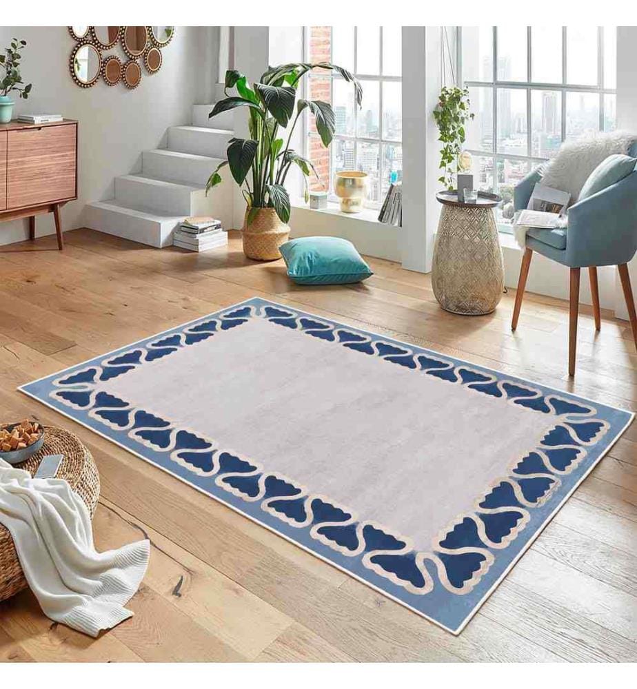 Tappeto, Blu, 70% cotone - 30% ciniglia, 200 x 300 cm