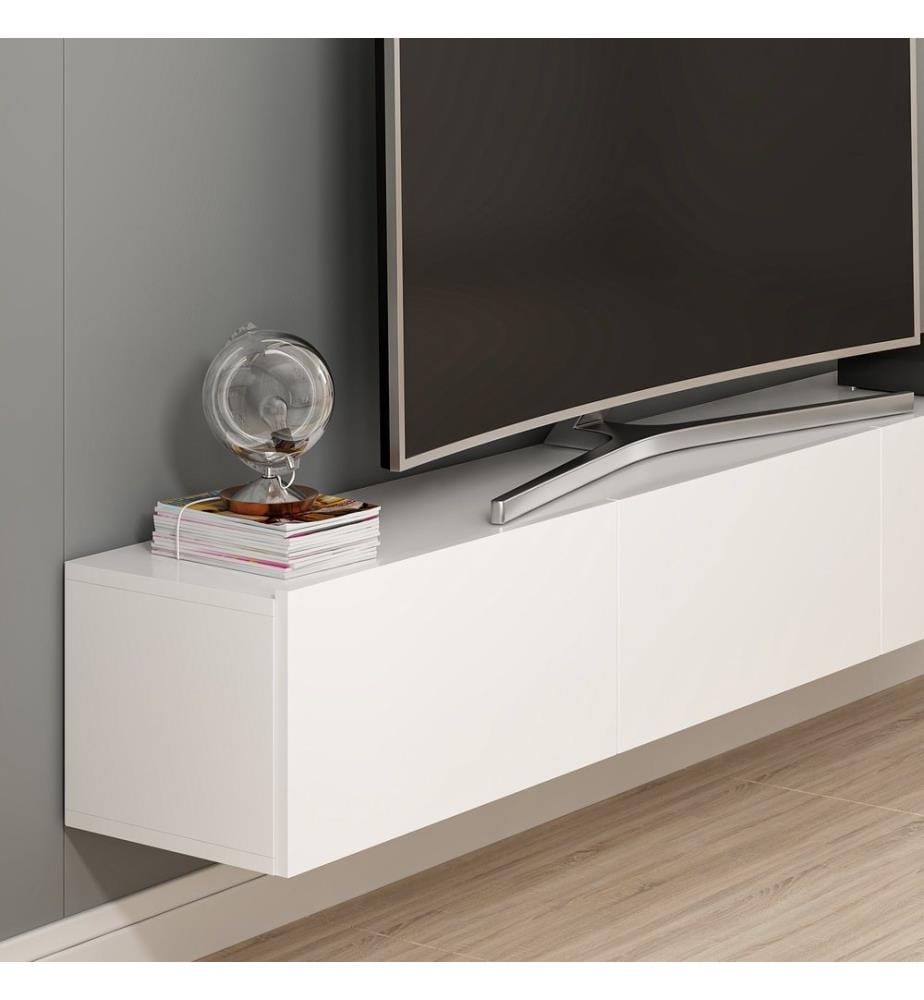 Meuble TV, Blanc, Panneau de particules mélaminé