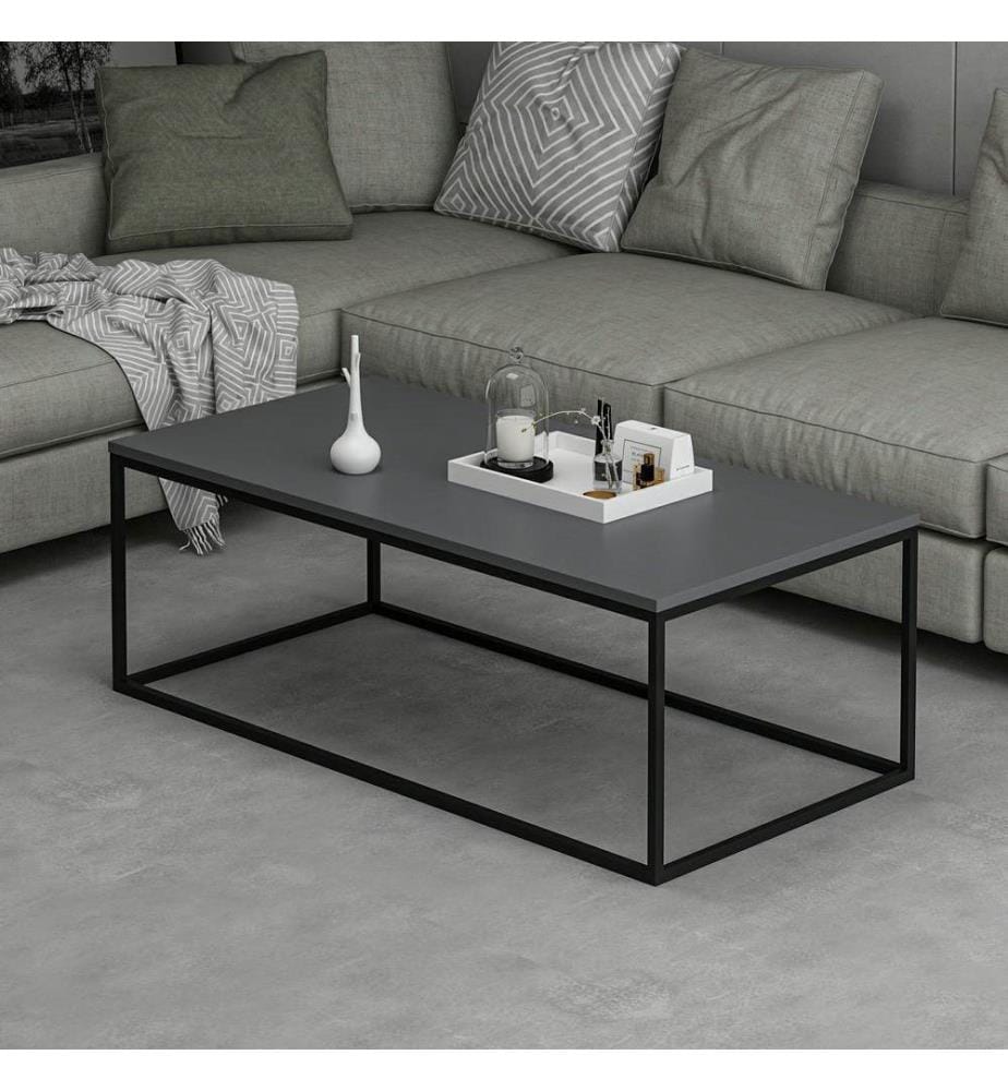 Couchtisch, Anthrazit, Melaminharzbeschichtete Spanplatte, Metallgestell