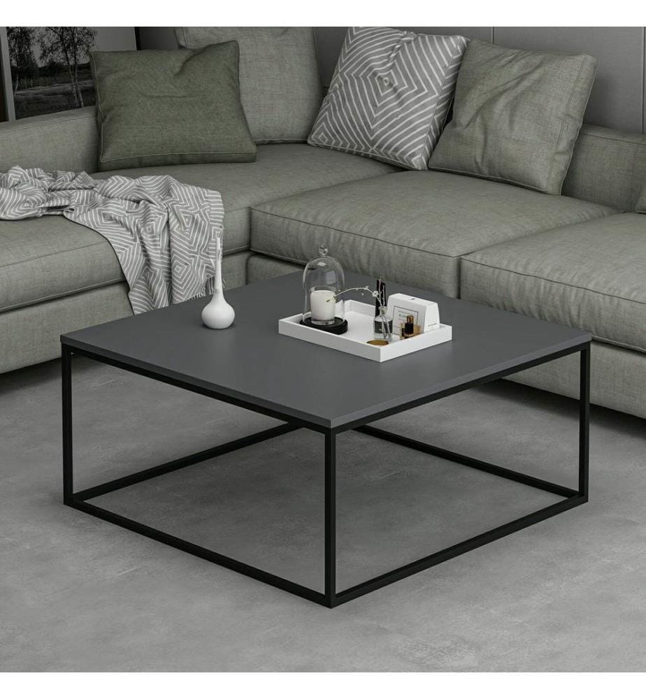 Table basse, Anthracite, panneau de particules mélaminé, piètement métal