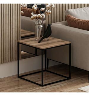 Couchtisch, Walnuss, Melaminharzbeschichtete Spanplatte, Metallgestell