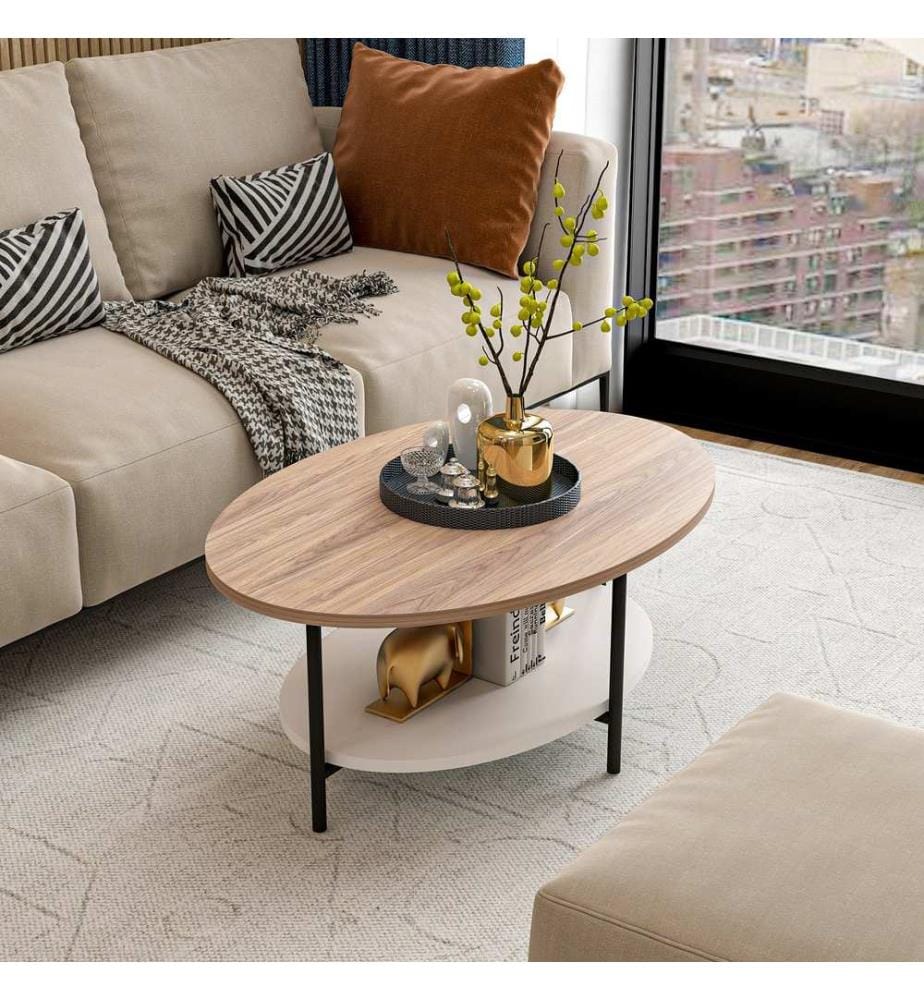 Table basse, Chêne, Blanc, Panneau de particules mélaminé